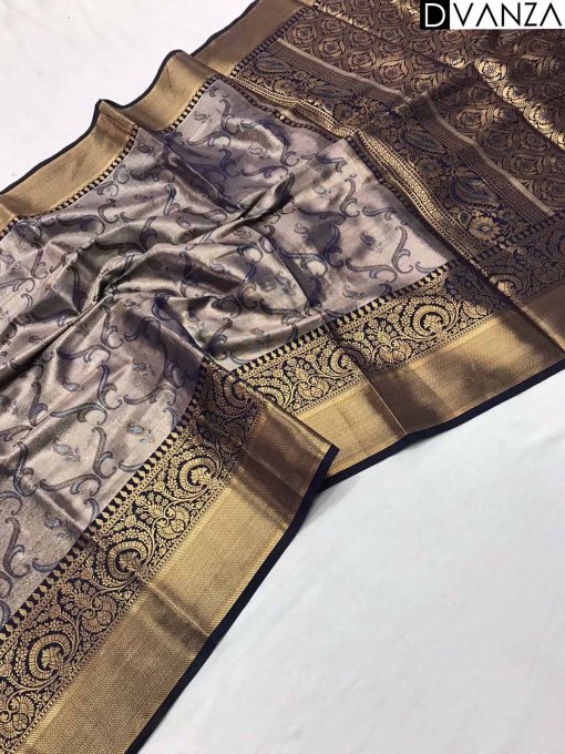 Kanchipuram Silk Sarees with Intricate Zari Weaving and Rich Pallu, Exclusively on Dvanza.com - dvz0003887