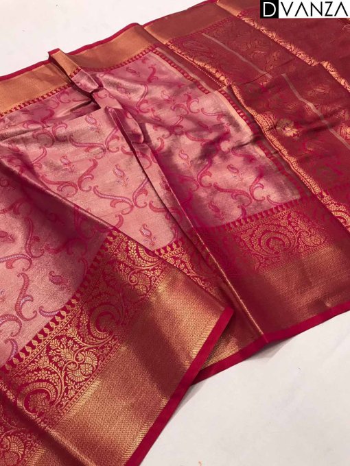 Kanchipuram Silk Sarees with Intricate Zari Weaving and Rich Pallu, Exclusively on Dvanza.com - dvz0003887