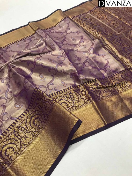 Kanchipuram Silk Sarees with Intricate Zari Weaving and Rich Pallu, Exclusively on Dvanza.com - dvz0003887