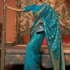 Pure Silk Saree in Blue Color Online - dvz0003390