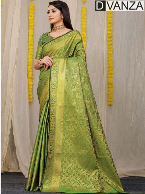 light green Most Beautiful Lichi Silk Traditional woven Saree dvz0003527