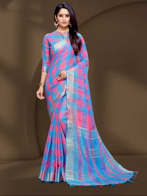 multi-colored-checkered-linen-saree-with-zari-border-dvz000109 (2)