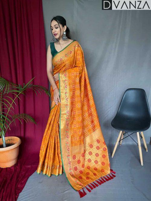 Mustard Color Patola Silk Paithani Saree - dvz0003578