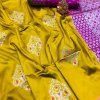 mustard lichi silk zari weaving work saree Design dvz0001688