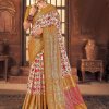 Off White Colored Dola Silk Foil Printed Saree - dvz0003251