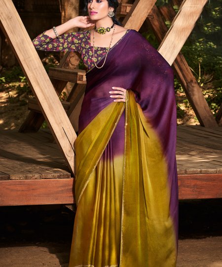 3D Velvet Chiffon Saree With Sequence Blouse - dvz0003239