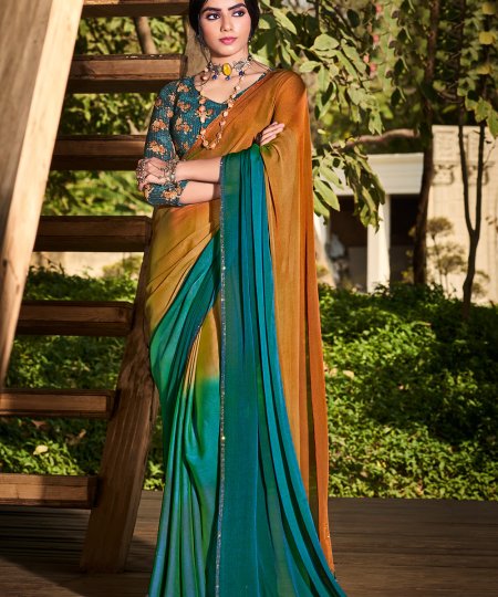 3D Velvet Chiffon Saree With Sequence Blouse - dvz0003241