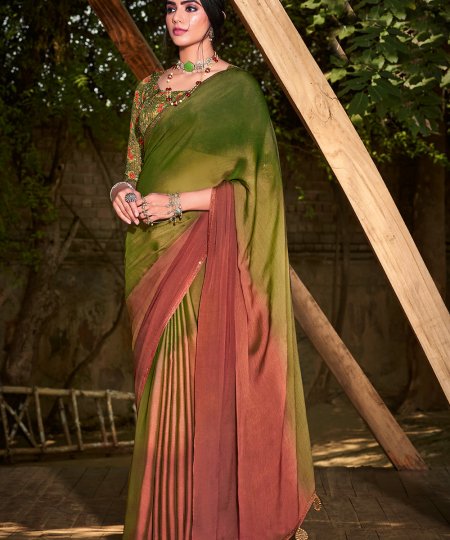 3D Velvet Chiffon Saree With Sequence Blouse - dvz0003242