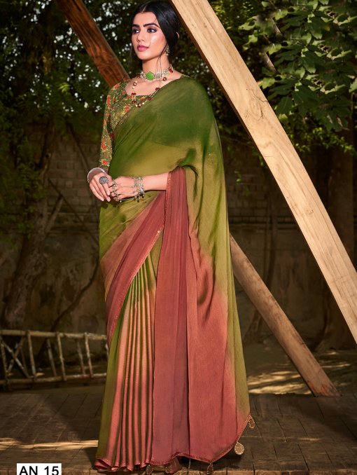 3D Velvet Chiffon Saree With Sequence Blouse - dvz0003242