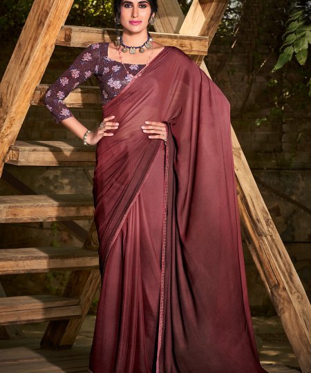 3D Velvet Chiffon Saree With Sequence Blouse - dvz0003243