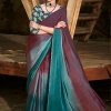 3D Velvet Chiffon Saree With Sequence Blouse - dvz0003245