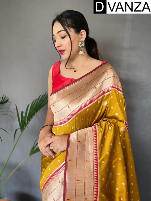 paithani saree mustard colour