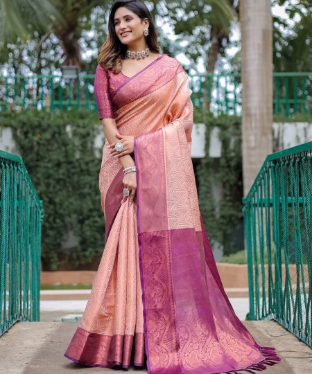 peach Premium Kanjivaram silk Saree dvz0003896