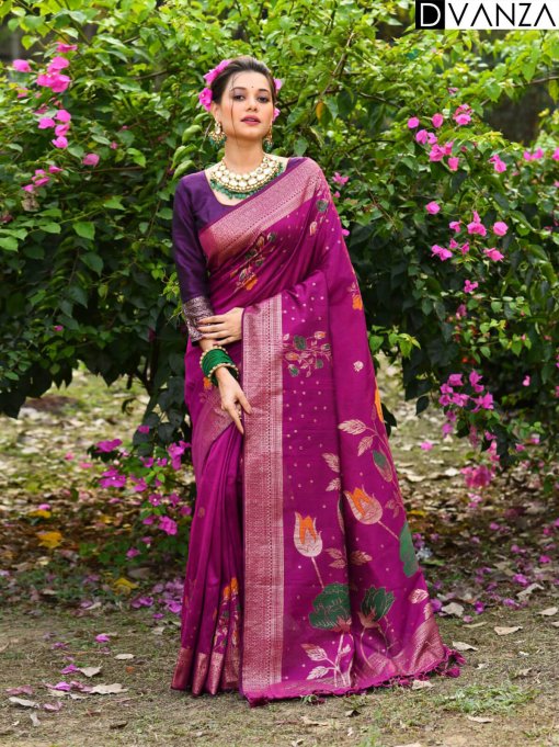 pink Tussar Silk Party wear Saree dvz0003895