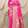 pink color Kanchipuram silk wedding function wear saree DVZ0003519