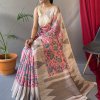 Pink Tusser Sarees with Kalamkari Prints all over - dvz0003295