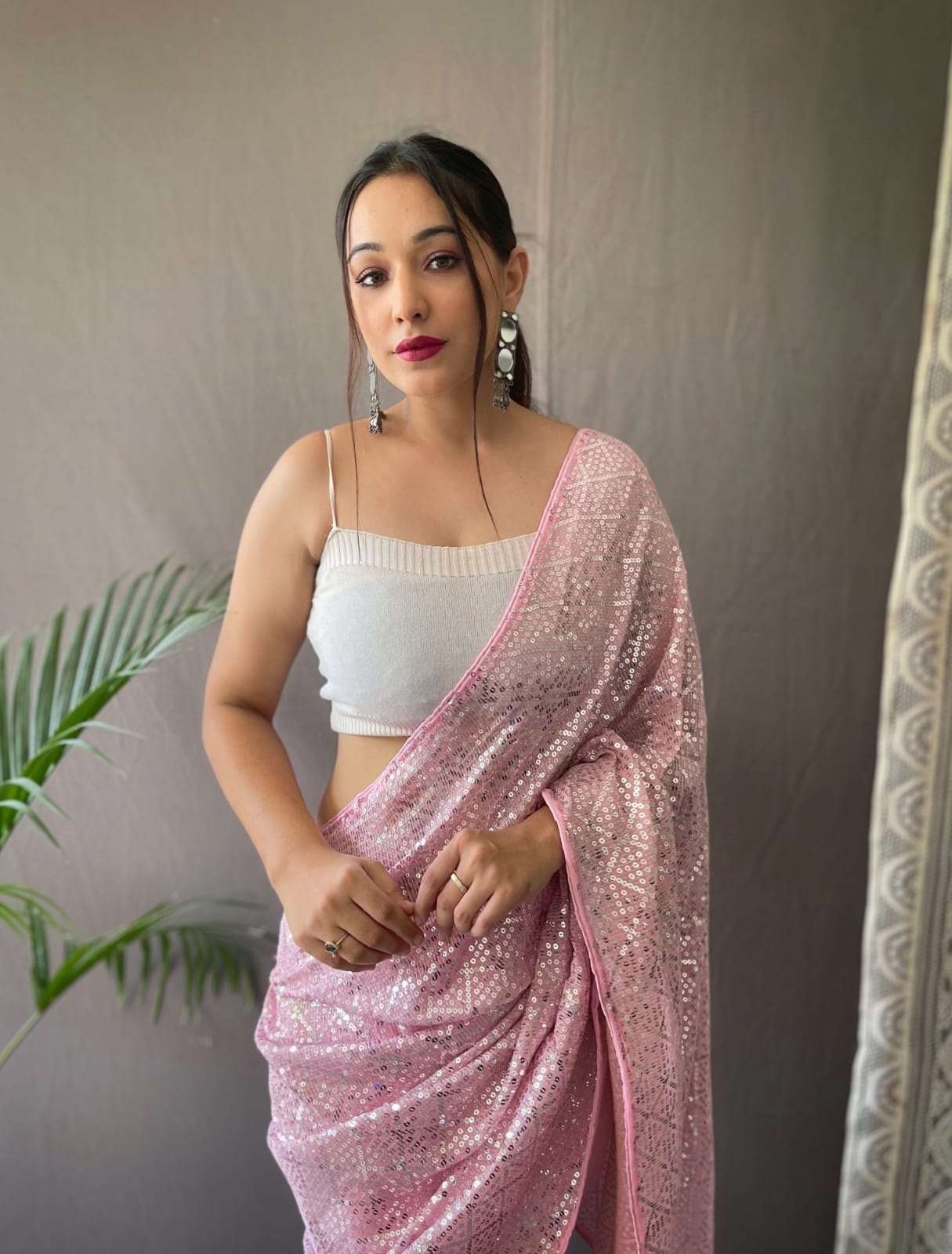 Pure 5mm silvet sequence work saree with all over work - dvz0003284