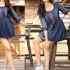 Pure Cotton Denim Kurti with Embroidery Work on dvanza - dvz0003441