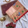 Pure Dharmavaram Paithani Silk Sarees with Exquisite Unstitched Blouse- dvz0003920