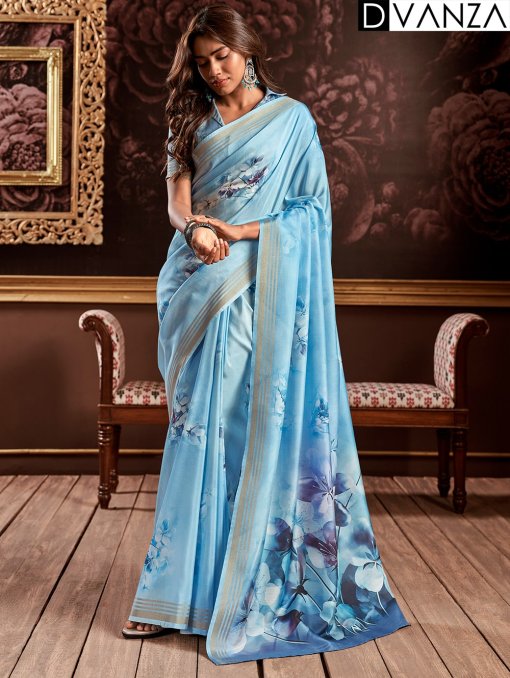 Pure Handloom Silk Saree with Enchanting Floral Digital Print