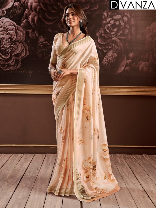 Pure Handloom Silk Saree with Enchanting Floral Digital Print