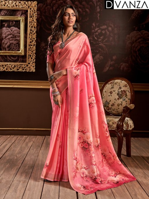 Pure Handloom Silk Saree with Enchanting Floral Digital Print