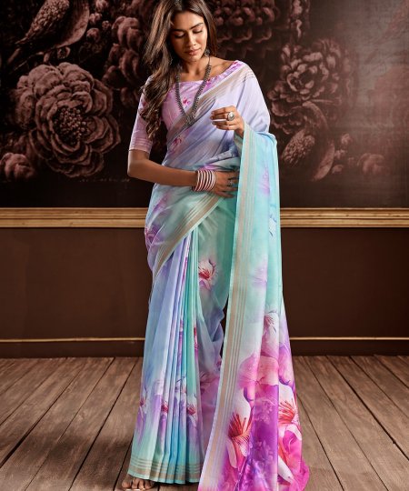 Pure Handloom Silk Saree with Enchanting Floral Digital Print