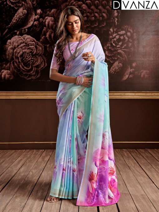 Pure Handloom Silk Saree with Enchanting Floral Digital Print