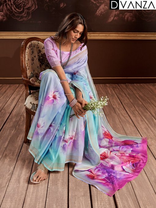 Pure Handloom Silk Saree with Enchanting Floral Digital Print