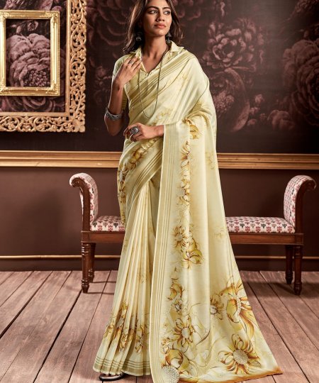 Pure Handloom Silk Saree with Enchanting Floral Digital Print