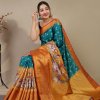 Pure kanchipuram saree with 3D kalamkari prints - dvz0003287