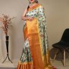 Pure kanchipuram saree with 3D kalamkari prints - dvz0003288