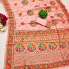 Pink Pure Kashmiri Pashmina Silk Saree with intricate Meena weaving and a designer pallu.