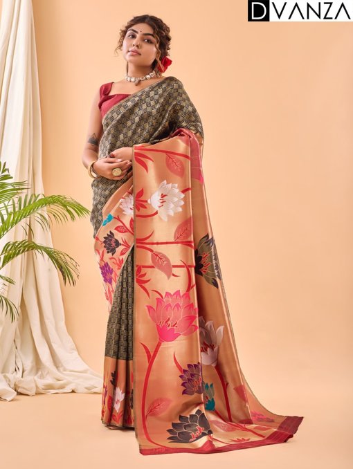 Pure Paithani Silk Sarees with Majestic Meenakari Motifs - dvz0003919