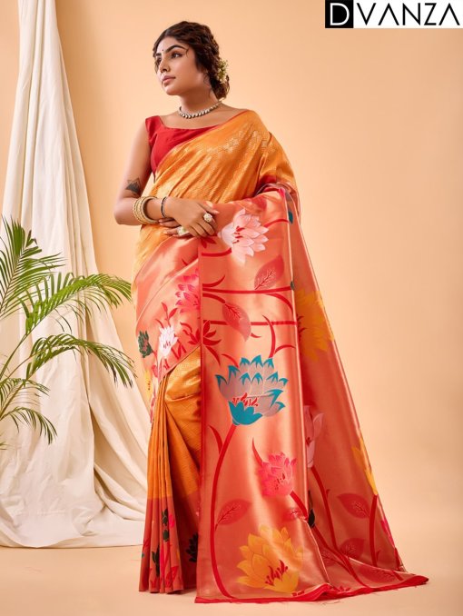 Pure Paithani Silk Sarees with Majestic Meenakari Motifs - dvz0003919