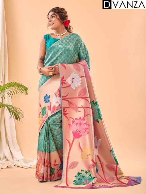 Pure Paithani Silk Sarees with Majestic Meenakari Motifs - dvz0003919