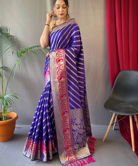 Silk Gold Zari Banarasi Saree buy Online on Dvanza - dvz000339