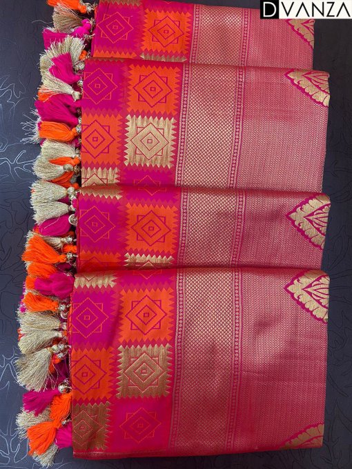 Pure Silk Saree with Original zari and Multicolor Weaving: Perfect for South Indian Weddings - dvz0003751