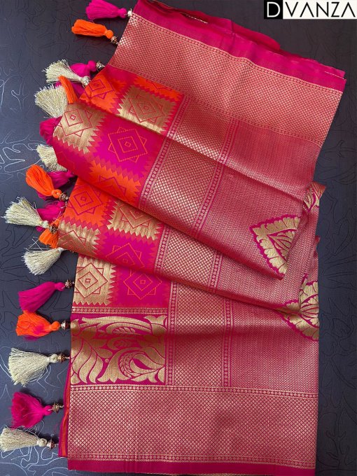 Pure Silk Saree with Original zari and Multicolor Weaving: Perfect for South Indian Weddings - dvz0003751