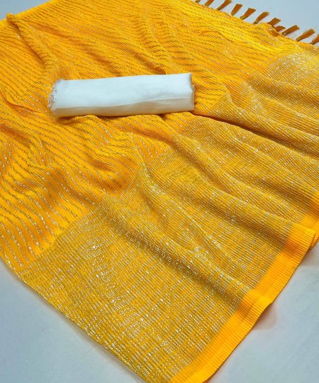 Pure Soft Fox Georgette Saree with Stunning Foil Work Crush Pallu