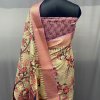 Pure Tussar Silk Saree with Handpainted Kalamkari Print and Zari Weaving - dvz0003935