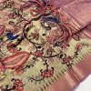 Pure Tussar Silk Saree with Handpainted Kalamkari Print and Zari Weaving - dvz0003935