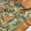 Pure Tussar Silk Saree with Handpainted Kalamkari Print and Zari Weaving - dvz0003936