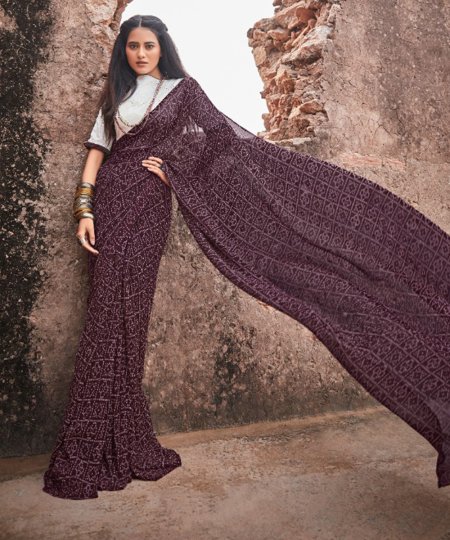 Purple Crush Georgette Saree With Mirror Blouse - dvz0003227