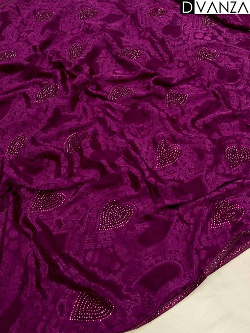 Radiate Elegance with Imported Brasoo Sarees: Sparkling Like Diamonds! - dvz0003870 purple