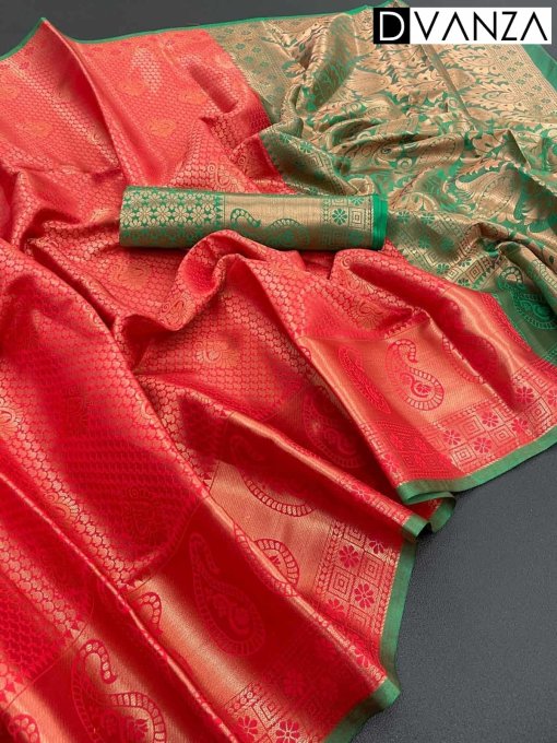 red Soft Silk Traditional woven Saree dvz0003536