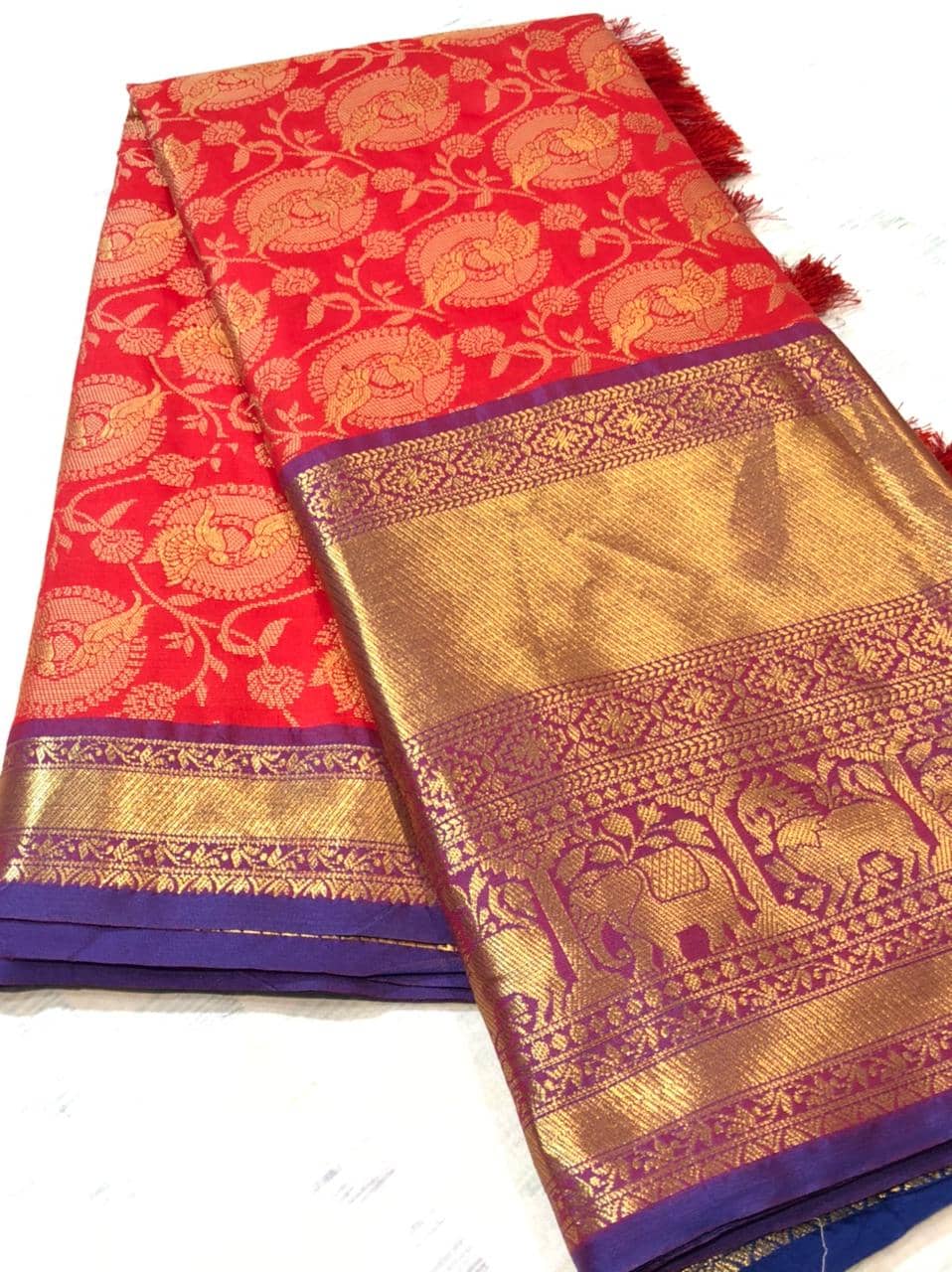 red kanchipuram silk sarees online shopping dvz0001937