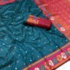 sea Blue Trendy Silk Woven Saree DV435
