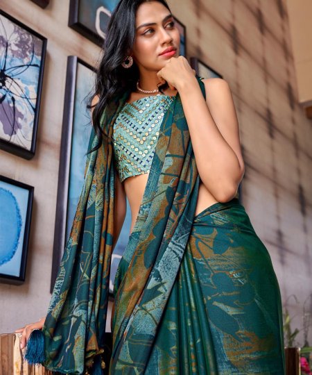 Shop 3D Velvet Silk Shaded Color Saree with Embroidery Fancy Blouse Online - dvz0003888