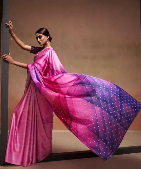 Shop Bollywood Satin Crape Sarees with Exquisite Digital Prints Online - dvz0003856